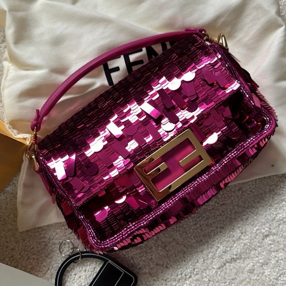 Fendi Shimmering Pink Sequin Shoulder Bag - Picture 2 of 4